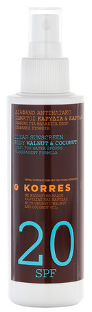 Korres Clear Sunscreen Body Walnut & Coconut 20SPF nemastná emulze na opalování SPF20