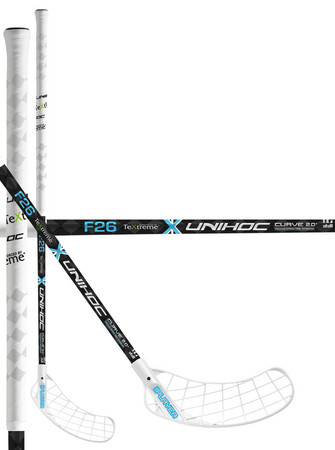 Unihoc REPLAYER TeXtreme Curve 2.0º 26 white/blue Florbalová hokejka
