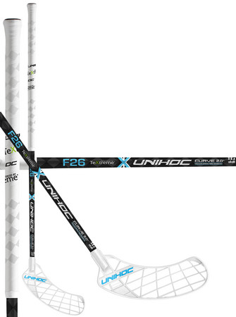 Unihoc UNITY TeXtreme Curve 2.0º 26 white/blue Florbalová hokejka