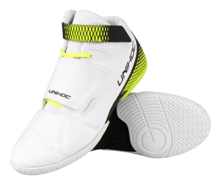 Unihoc U4 Goalie white/neon yellow Brankářská sálová obuv