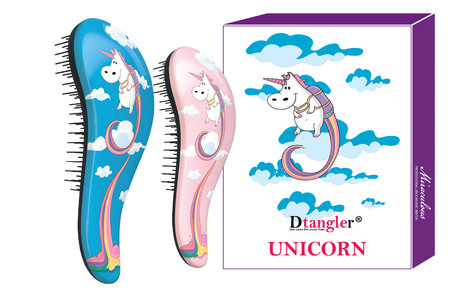 Dtangler Unicorn Hair Brush Set gift set of two brushes