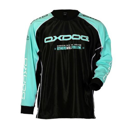 OxDog TOUR GOALIE SHIRT BLACK/TIFF BLUE, no padding Brankársky dres