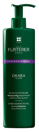Rene Furterer Okara Silver Toning Shampoo purple shampoo against yellow tones