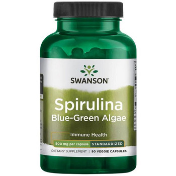 Swanson Spirulina Blue-Green Algae 90 ks, vegetariánská kapsle, 500 mg