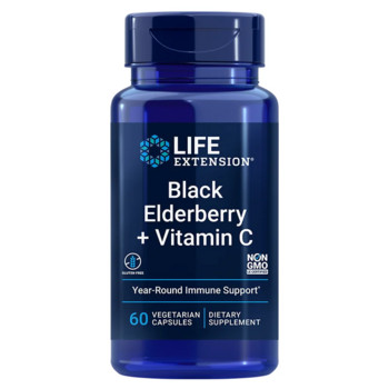 Life Extension Black Elderberry + Vitamin C 60 ks, vegetariánská kapsle, EXP. 02/2024