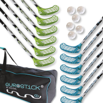 Eurostick Moooo Teamset & Bag zelená / modrá, 80cm (=90cm)