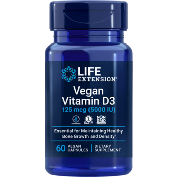 Life Extension Vegan Vitamin D3 60 ks, vegetariánská kapsle, 125 µg, EXP. 07/2025