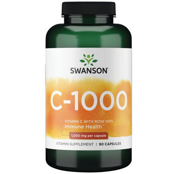 Swanson Vitamin C with Rose Hips 90 ks, kapsle, 1000 mg