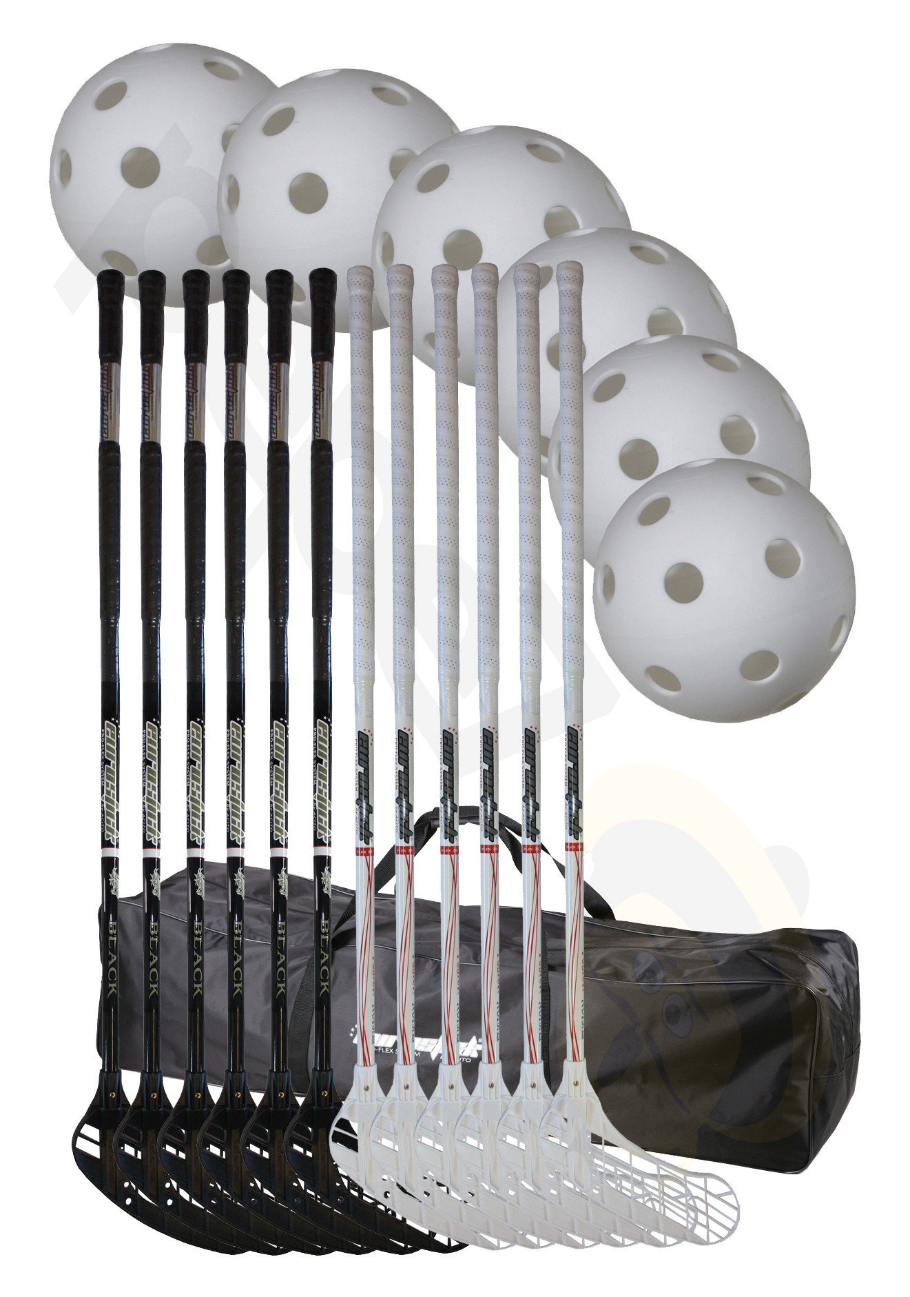 Floorball set Black & Fusion teamset with bag