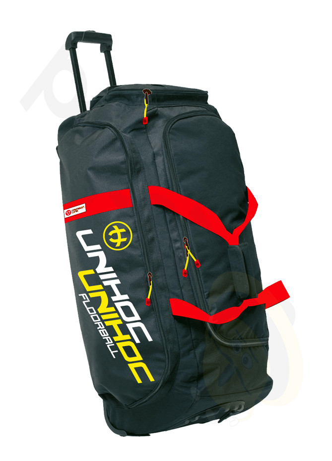 Unihoc Crimson Line large black (with wheels) Sports bag with wheels