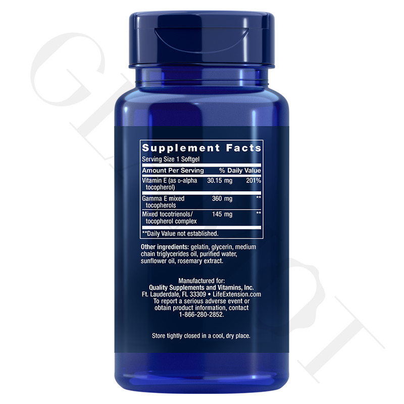 Life Extension Gamma E with Tocopherols & Tocotrienols A complete spectrum of vitamin E forms