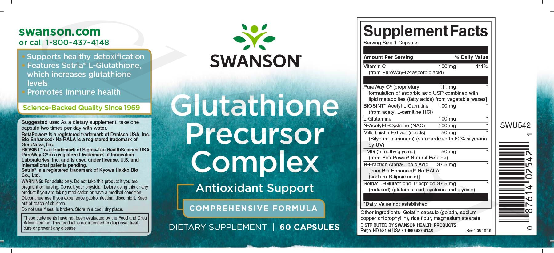 Swanson Glutathione Precursor Complex Doplnok stravy s antioxidantmi ...