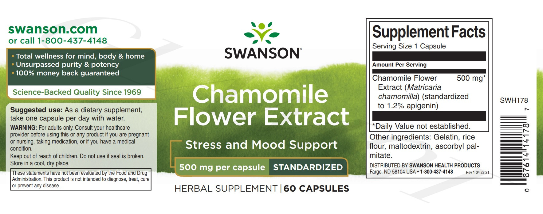 Swanson Chamomile Flower Extract Stress und Stimmungsunterstützung