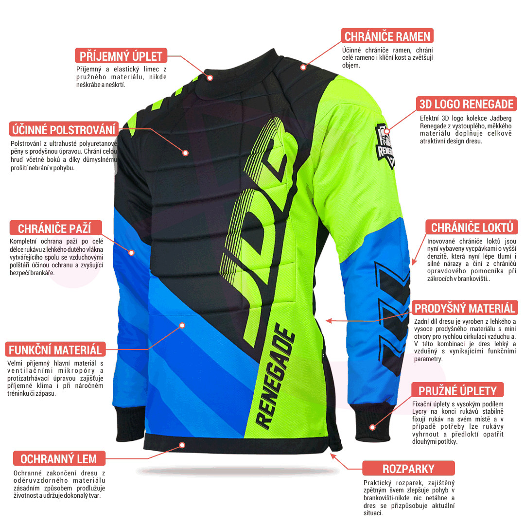 Jadberg RENEGADE TOP BL Floorball goalie jersey