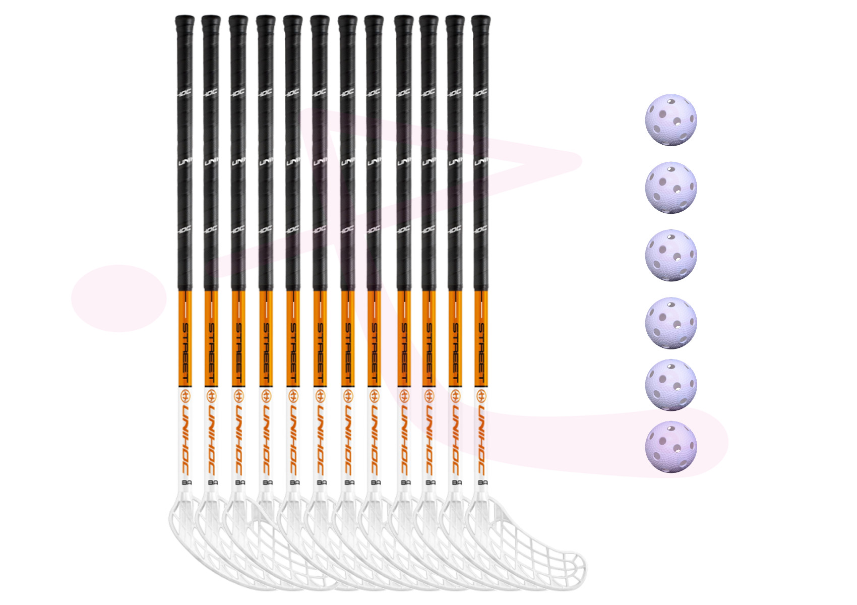 Unihoc Basic STREET 12 sticks + 6 balls Floorball set | efloorball.net