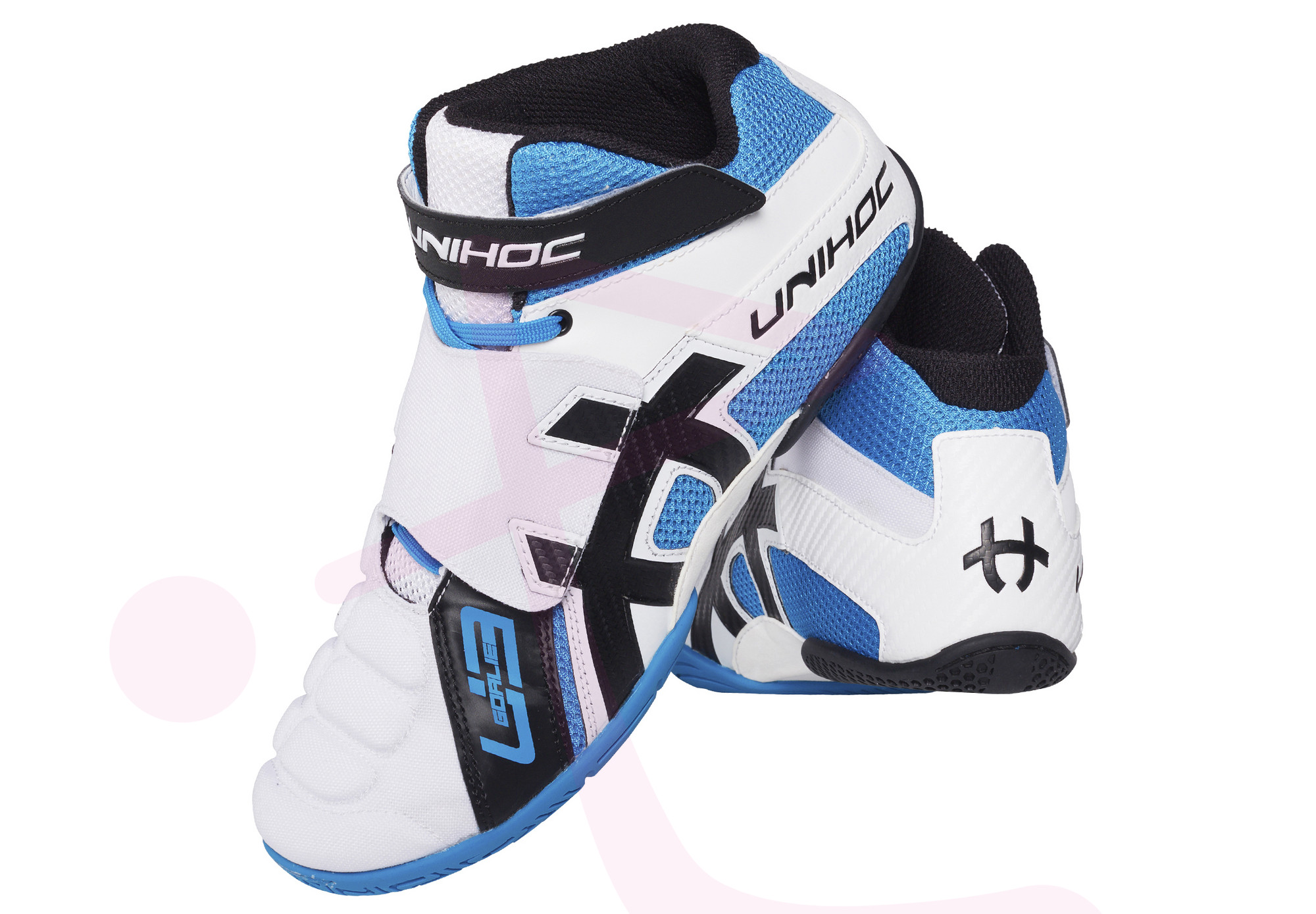 Unihoc U3 Goalie white/blue Goalie shoes