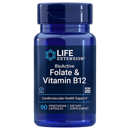 Life Extension BioActive Folate & Vitamin B12 Nahrungsergänzungsmittel mit Folsäure und Vitamin B12