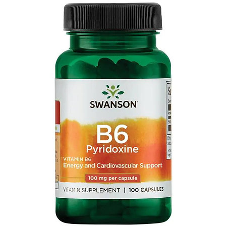 Swanson Vitamin B6 Pyridoxine Doplněk stravy s obsahem vitamínu B6
