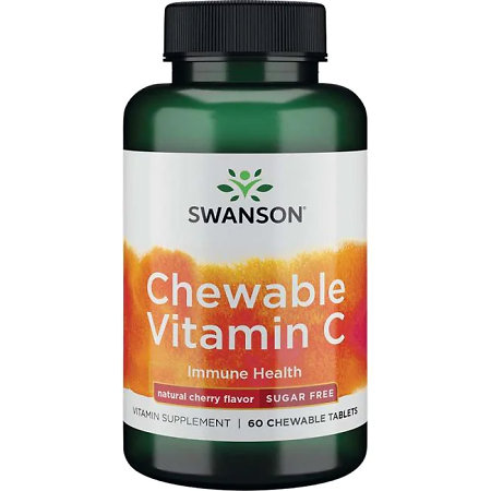 Swanson Sugar-Free Chewable Vitamin C Cherry Doplnok stravy s obsahom vitamínu C