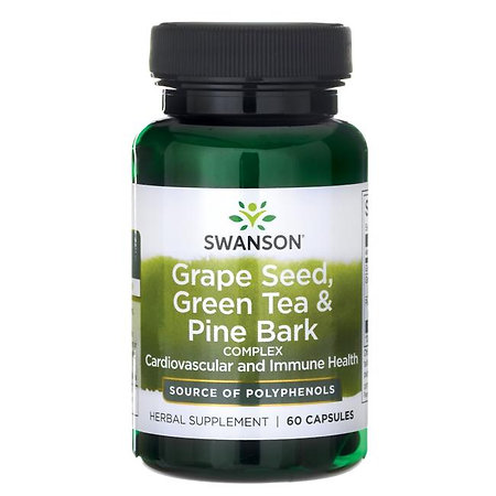 Swanson Grapeseed, Green Tea & Pine Bark Complex Výtažky z hroznových semen, zeleného čaje a borovice