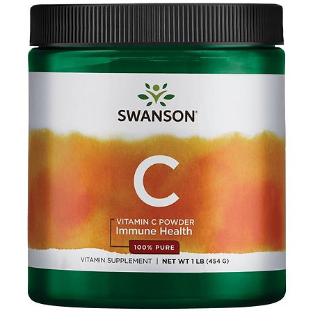 Swanson 100% Pure Vitamin C Powder Doplněk stravy s obsahem vitamínu C