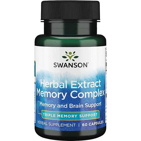 Swanson Herbal Extract Memory Complex Extrakt z Ginkgo biloba, Vinpocetín a Huperzine serrata