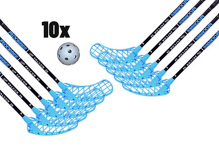 FLOORBEE Falcon 26 Carbon Composite Black/Blue + Balls Florbalová sada