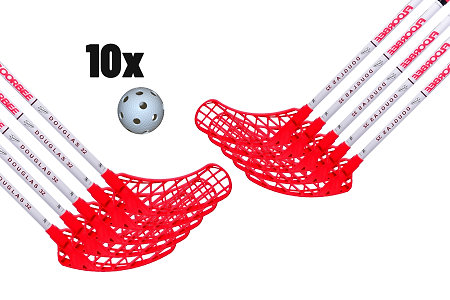 FLOORBEE Douglas 32 Composite Red/White + Balls Florbalová sada