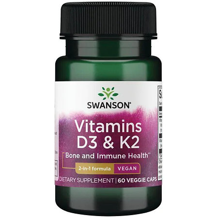 Swanson Vitamins D3 & K2 Nahrungsergänzungsmittel mit den Vitaminen K und D