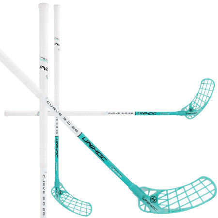 Unihoc ICONIC CURVE 3.0º 26 white/turquoise Florbalová hůl