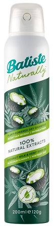 Batiste Naturally Coconut Milk & Hemp suchý šampon s kokosovým mlékem a konopným olejem