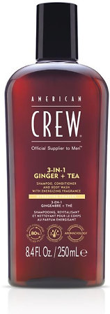 American Crew 3-in-1 Ginger + Tea men's shampoo 3 in 1 with the scent of ginger and tea