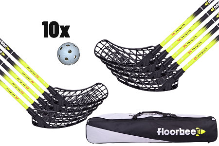 FLOORBEE Douglas 32 Black / Yellow + Toolbag + Balls Florbalová sada