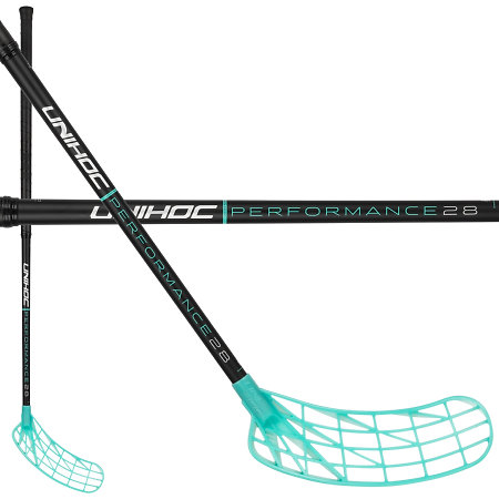 Unihoc UNILITE PERFORMANCE 28 black/turq Florbalová hůl