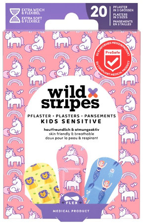 Wild Stripes Kids Sensitive Fantasy detské náplasti s motívom jednorožca, morské pány a leva