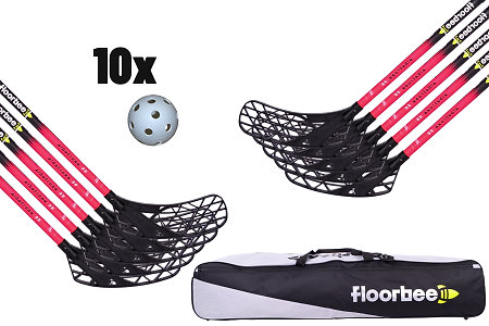 FLOORBEE Albatross 36 JR Red + Toolbag and balls Florbalová sada