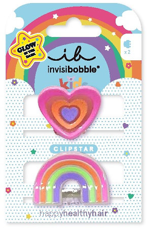 Invisibobble Kids Clipstar Happy Heart svítící sponky do vlasů pro malé dobrodružky