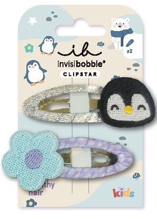 Invisibobble Kids Snap Clipstar Polar Penguin detské sponečky do vlasov s veselým dizajnom tučniaka