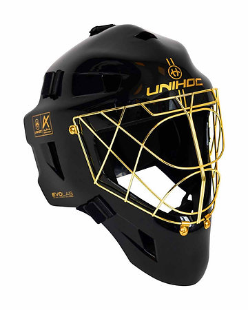 Unihoc ALPHA PRIME EVOLAB black/gold Goalie Helm