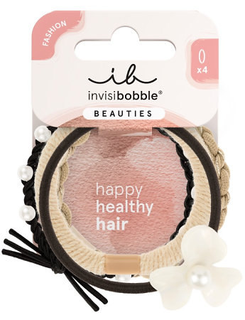 Invisibobble Beauties Flower Pearl sada luxusných gumičiek do vlasov s perlovým kvetom