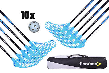 FLOORBEE Falcon 26 Carbon Composite Black/Blue + Toolbag + Balls Florbalová sada