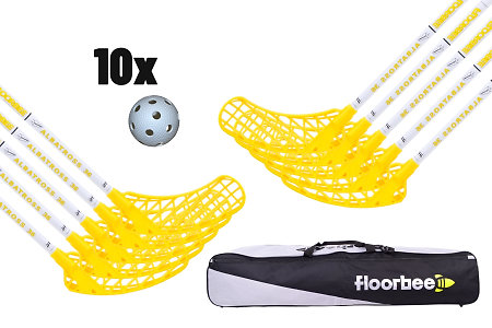FLOORBEE Albatross 36 YELLOW + Toolbag + 10 Balls Florbalová sada