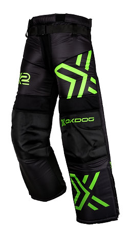 Oxdog X2 GOALIE PANTS JR Black/Green Brankářské kalhoty