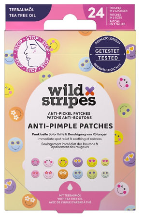 Wild Stripes Anti-Pimple Patches Smile Prevent náplasti pro léčbu pupínků s tea tree olejem
