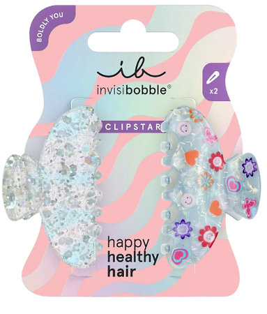 Invisibobble Boldly you Clipstar M Cosmic Glow Set aus zwei kleinen Haarspangen