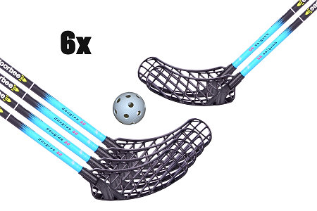 FLOORBEE 10 - 6x Douglas 32 Blue + Balls Floorball set