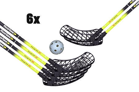 FLOORBEE 6x Douglas 32 Black / Yellow + Balls Florbalová sada