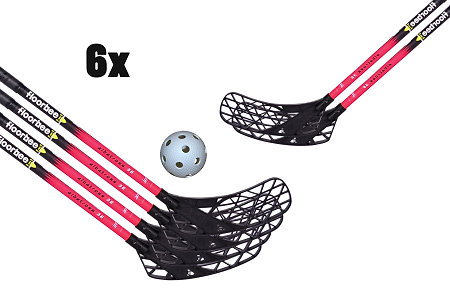 FLOORBEE 6x Albatross 36 JR Red + Balls Florbalová sada