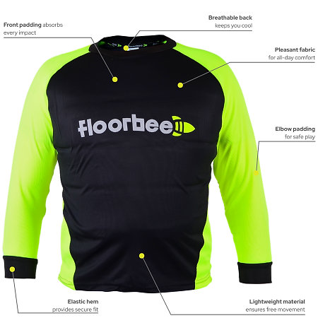 FLOORBEE Padded Landing jersey 3.0 black/yellow Florbalovy brankársky dres