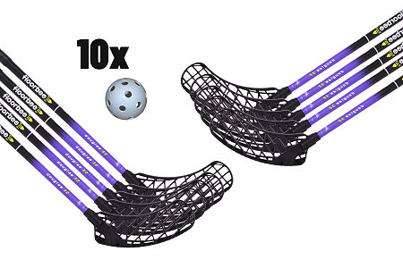 FLOORBEE Douglas 32 Purple + Balls Unihockey-Set